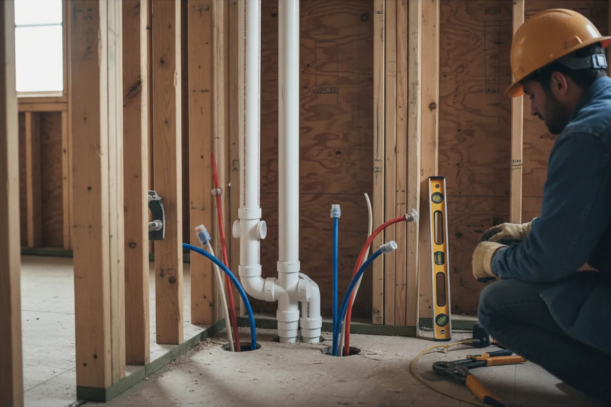 Drain and supply rough-in during Leak Detection in Medina